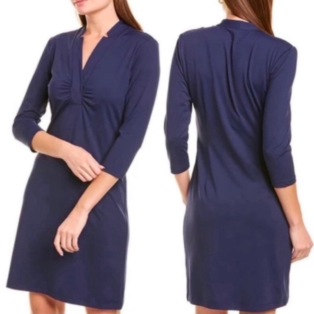 J. McLaughlin Blue V-Neck Sheath Dress for Cocktail